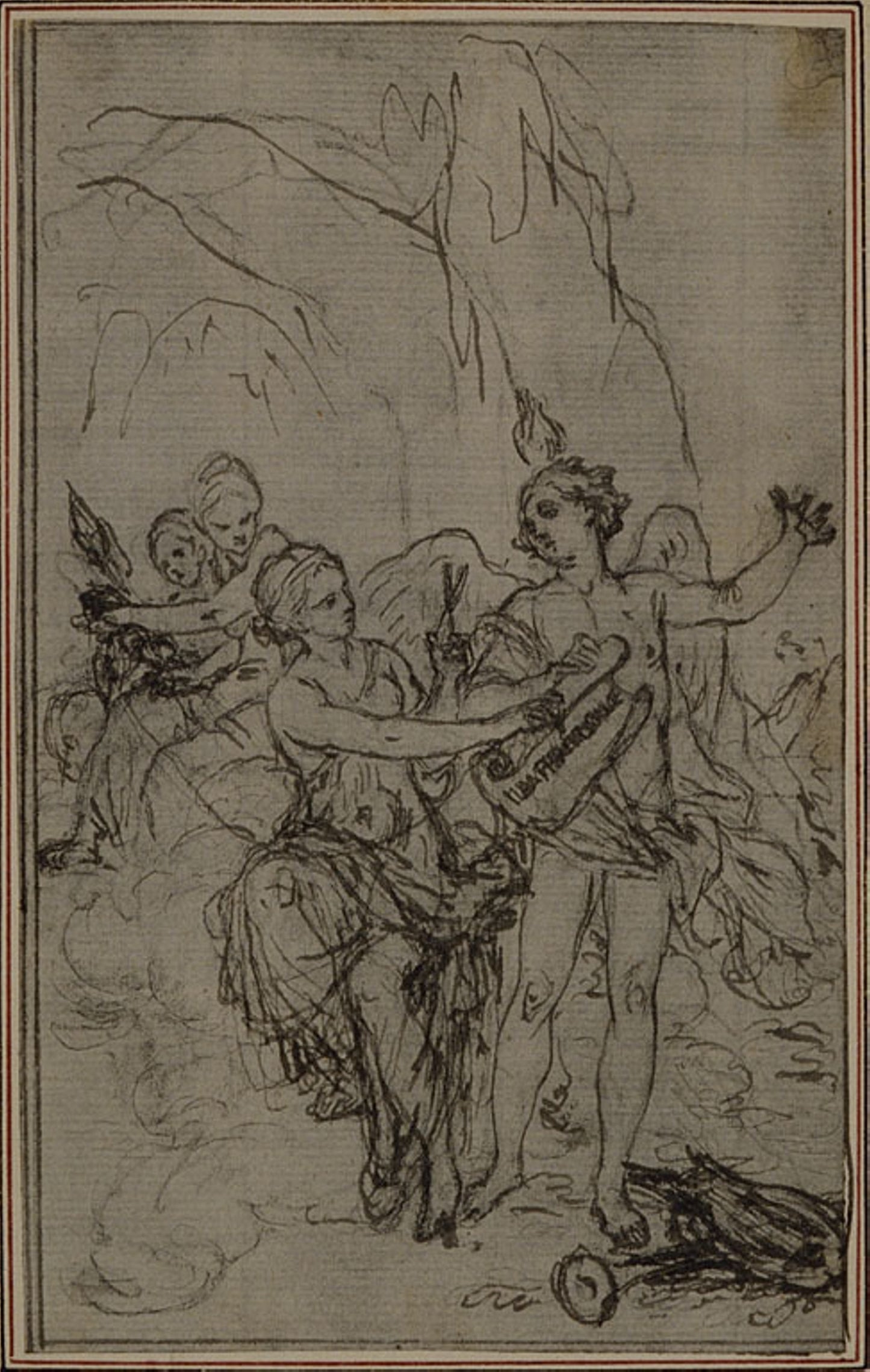 Study -  Vignette-Frontispiece for Lucain's "La Pharsale" -  Hubert François Gravelot,  Poster Print Wall Art