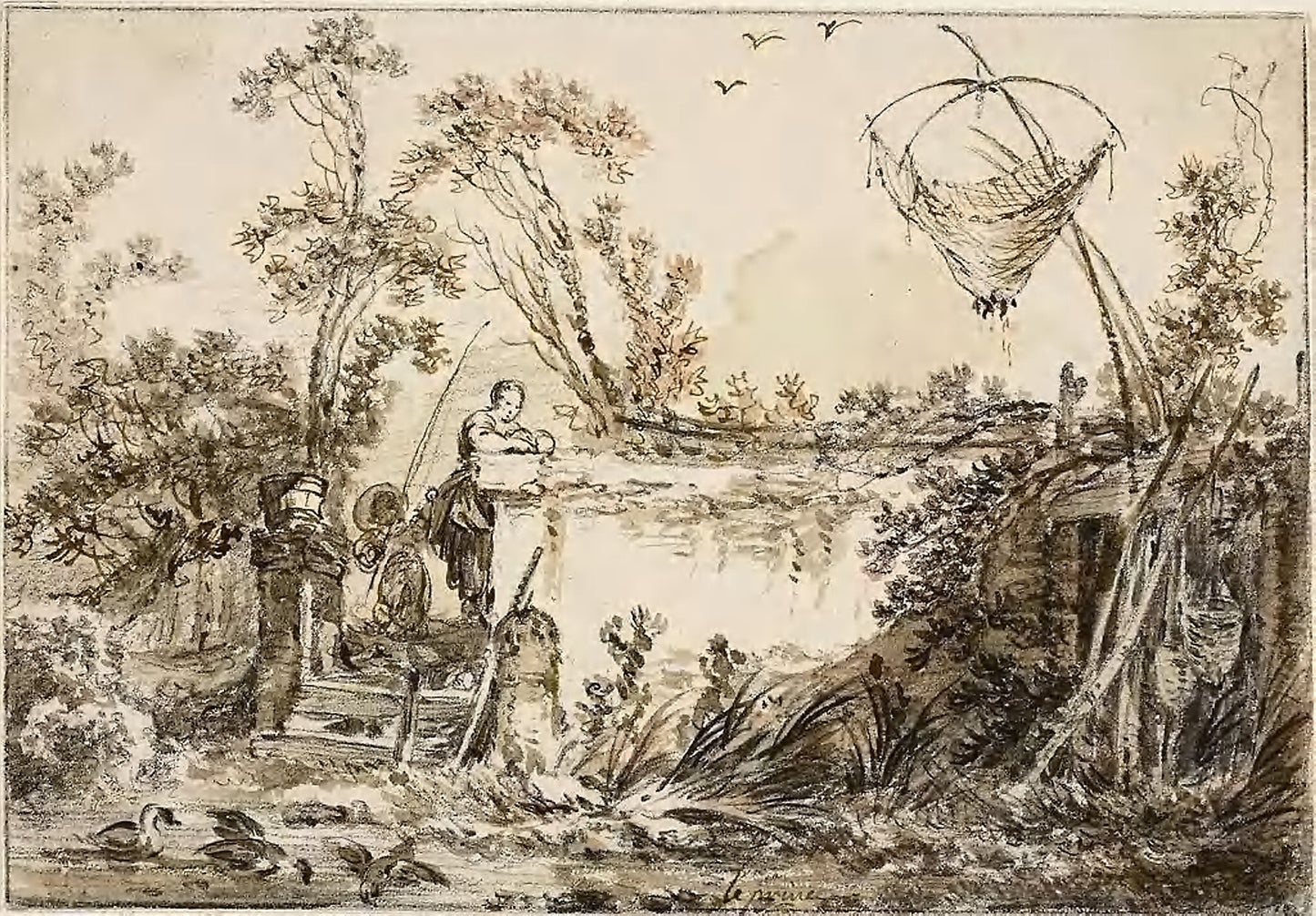 Study for the Frontispiece, for Varie Vedute del Gentile -  Jean Baptiste Le Prince,  Poster Print Wall Art