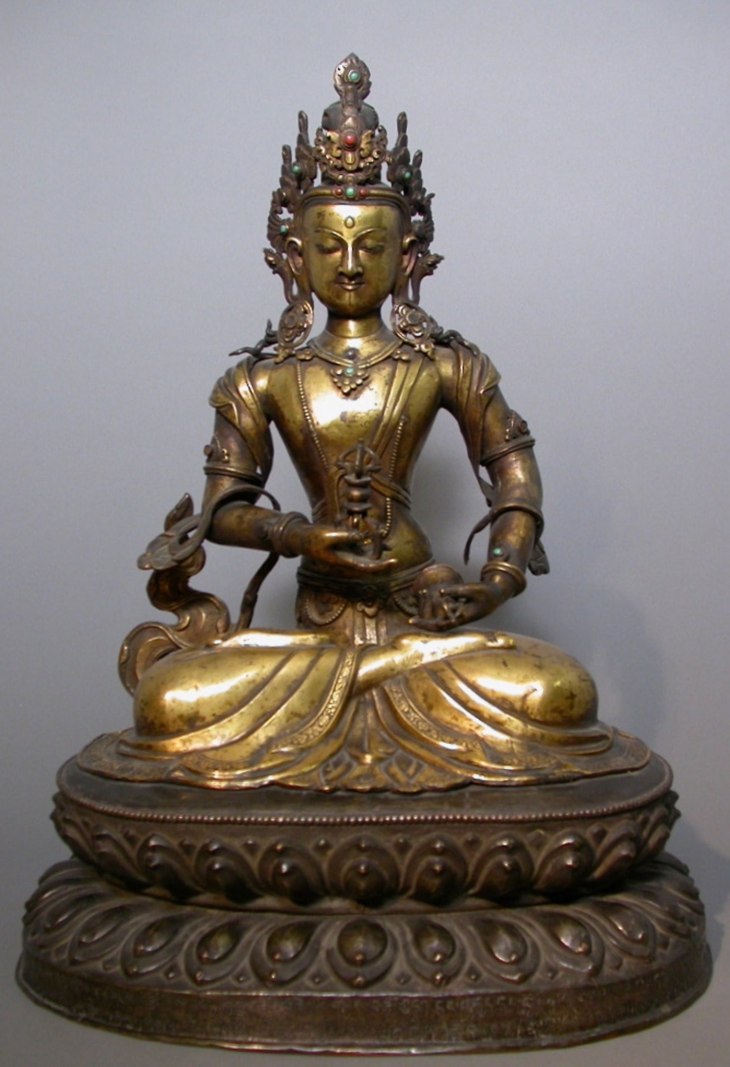 Buddhist Deity Vajrasattva with Bell (Ghanta) and Thunderbolt (Vajra) -  Tibet,  Poster Print Wall Art