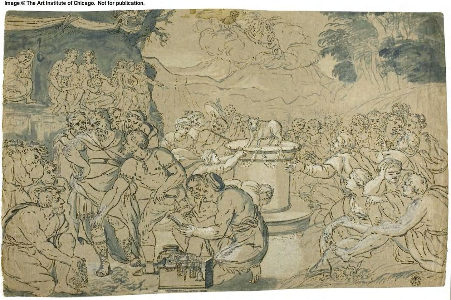 Worship of the Golden Calf -  Possibly after Antonio Zannoni,  Poster Print Wall Art