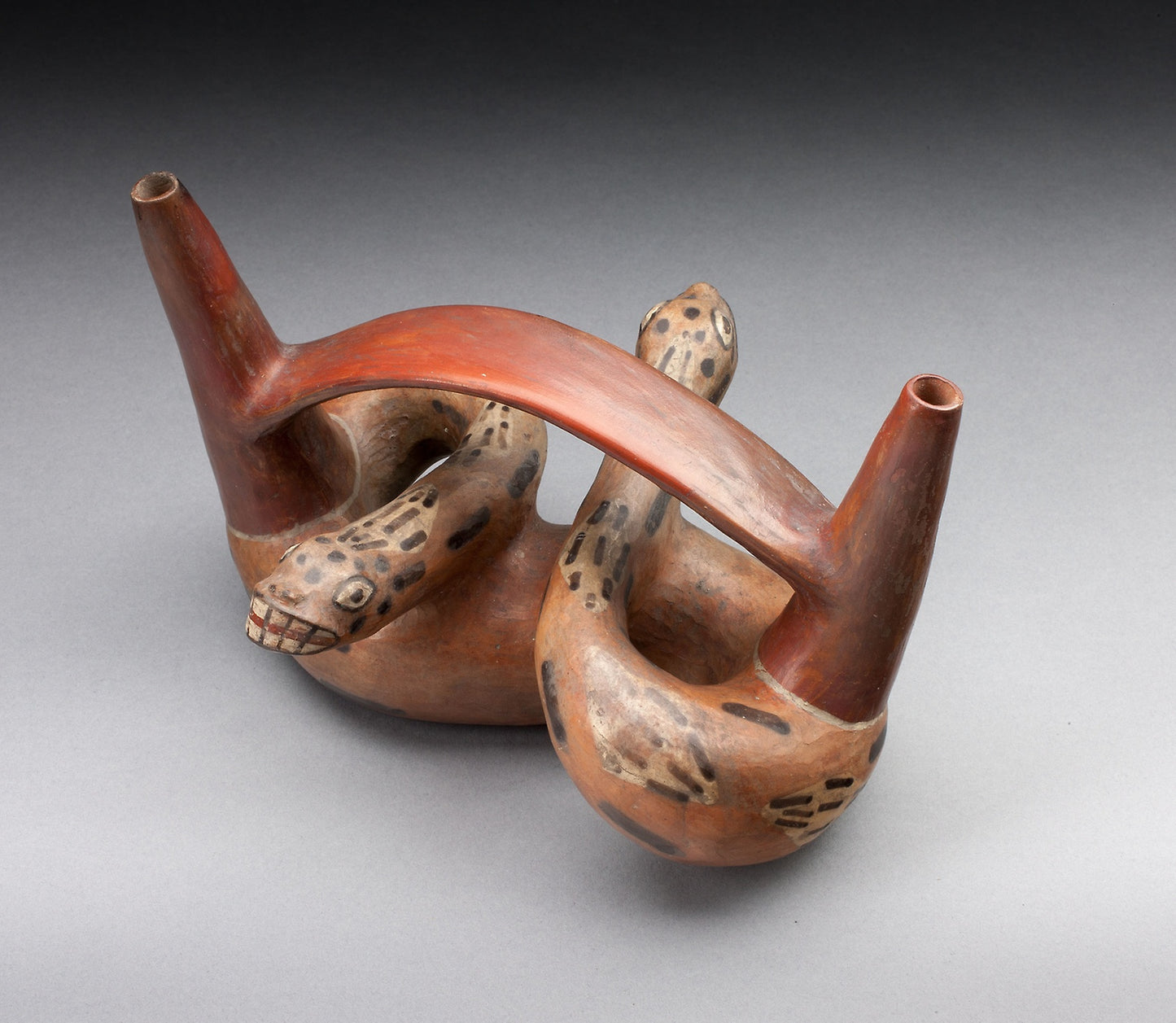Double-Spout Bridge Vessel in the form of a Double-Headed Serpent -  Tiwanaku-Wari,  Poster Print Wall Art