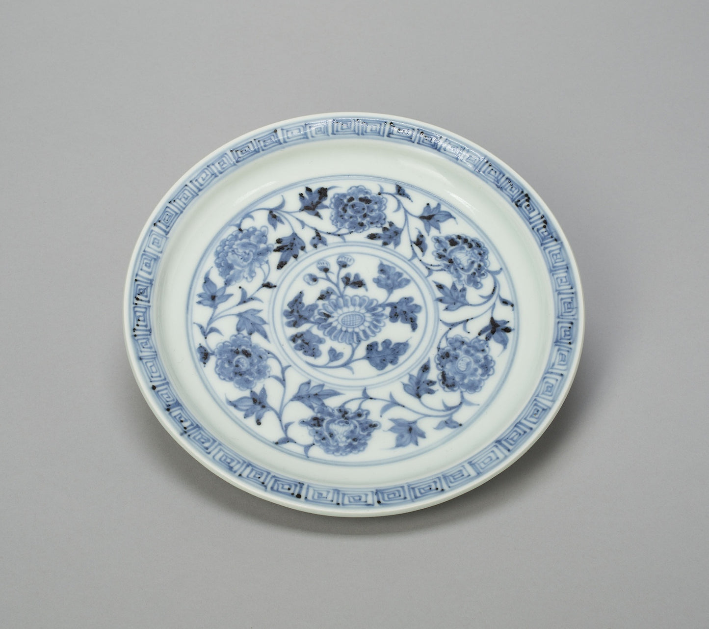Dish with Peony Scrolls and Chrysanthemum Spray, and Lotus Panels on Reverse -  China,  Poster Print Wall Art