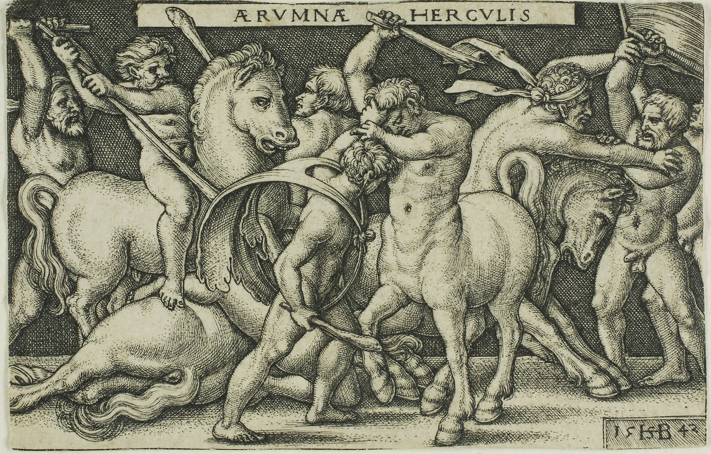 Hercules and the Centaurs, from Labors of Hercules -  Sebald Beham,  Poster Print Wall Art