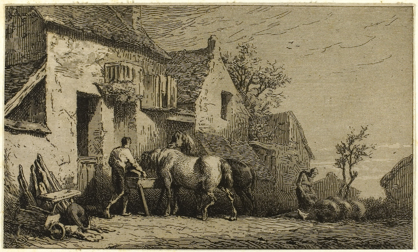 Entrance to an Inn, with Stable Boy -  Charles Émile Jacque,  Poster Print Wall Art