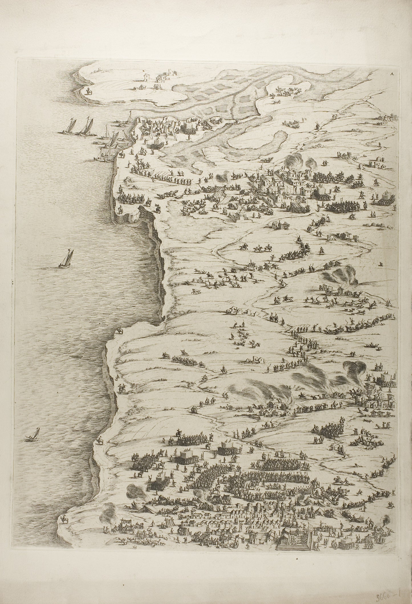 The Siege of La Rochelle, plate one -  Jacques Callot (French, 1592-1635),  Poster Print Wall Art
