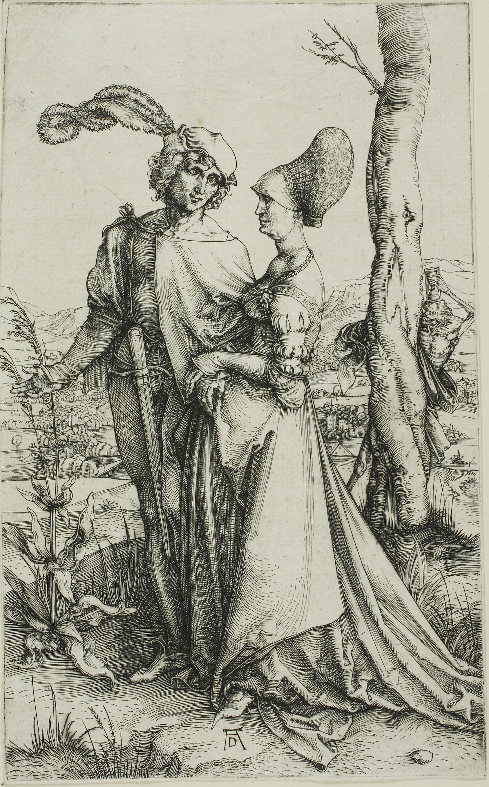 Young Couple Threatened: Death (The Promenade): Albrecht Dürer,16x12"(A3) Poster