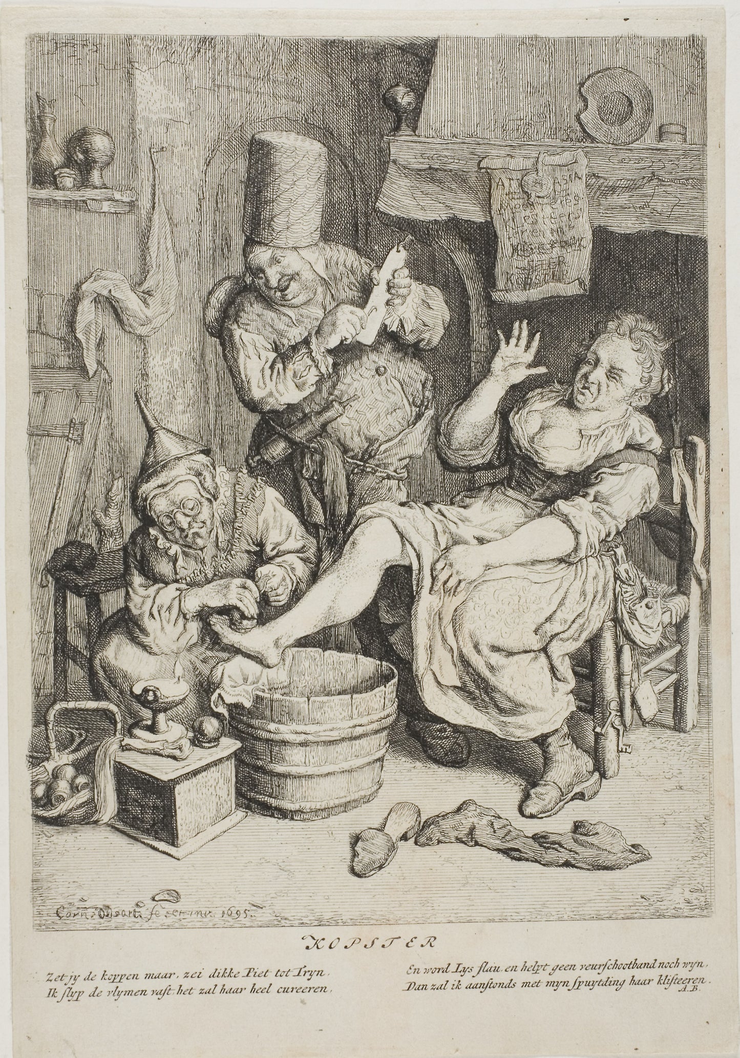 The Cupper (Kopster) -  Cornelis Dusart,  Poster Print Wall Art
