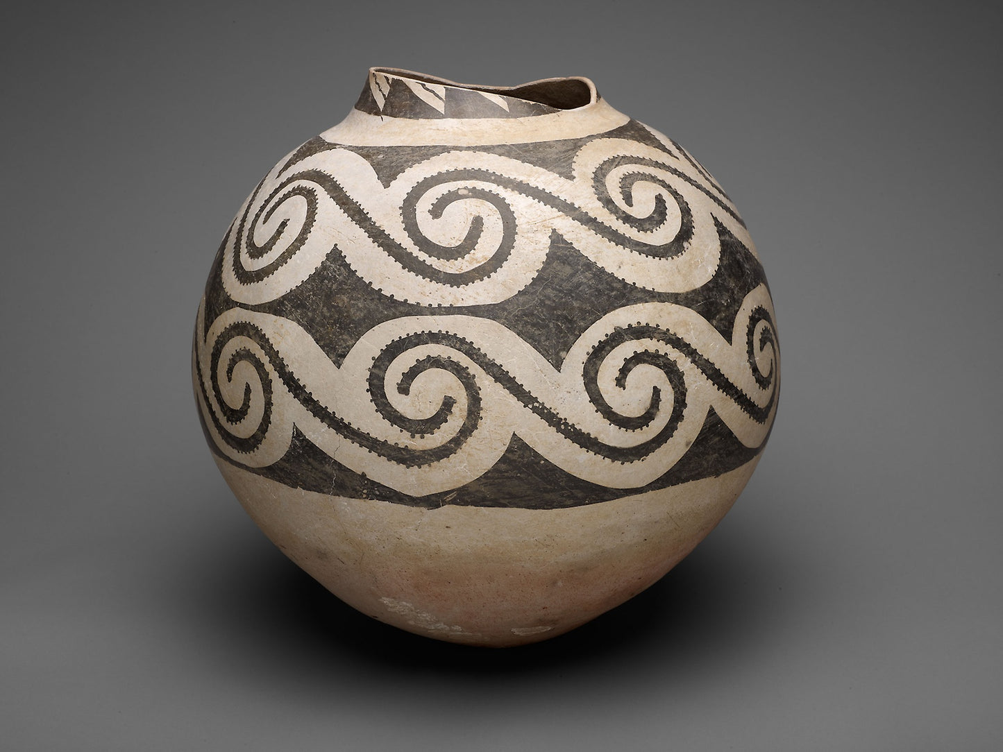 Storage Jar with Horizontal Bands of Interlocking Scrolls: Ancestral Pueblo (Anasazi), Black Mesa Black-on-white, Poster Print Wall Art