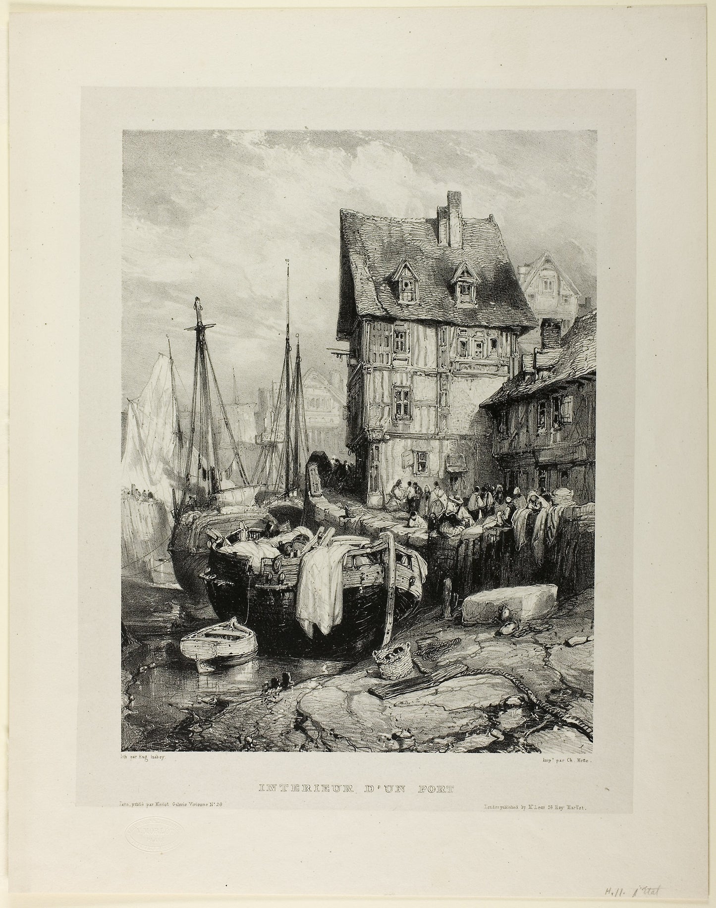 Interior of a Port, plate five from Six Marines -  Eugène Isabey (French, 1803-1886),  Poster Print Wall Art