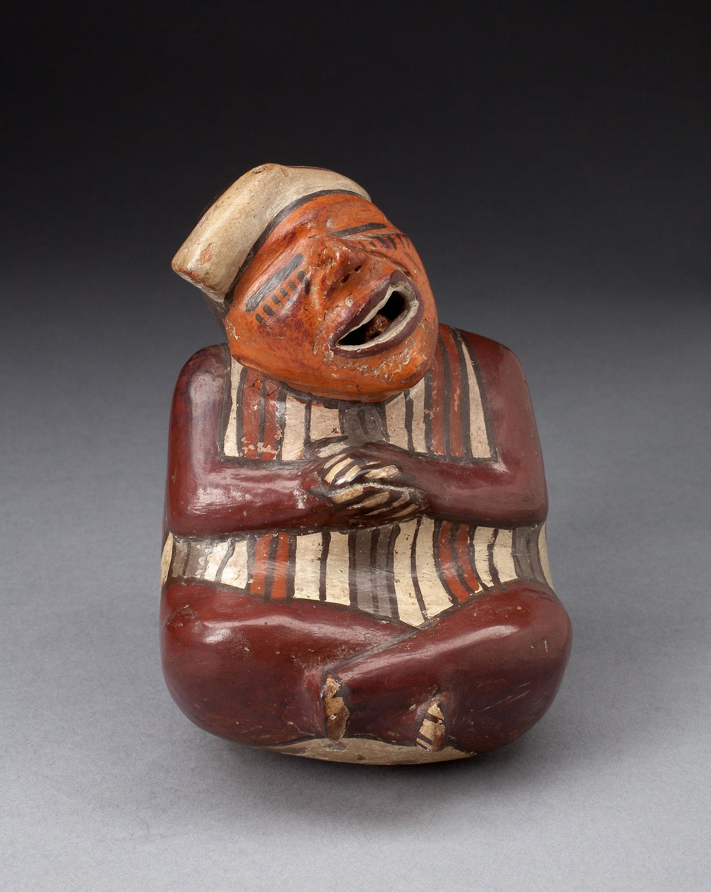 Single Spout Vessel in the Form of a Crossed-Legged Figure, Probably Deceased -  Nazca,  Poster Print Wall Art