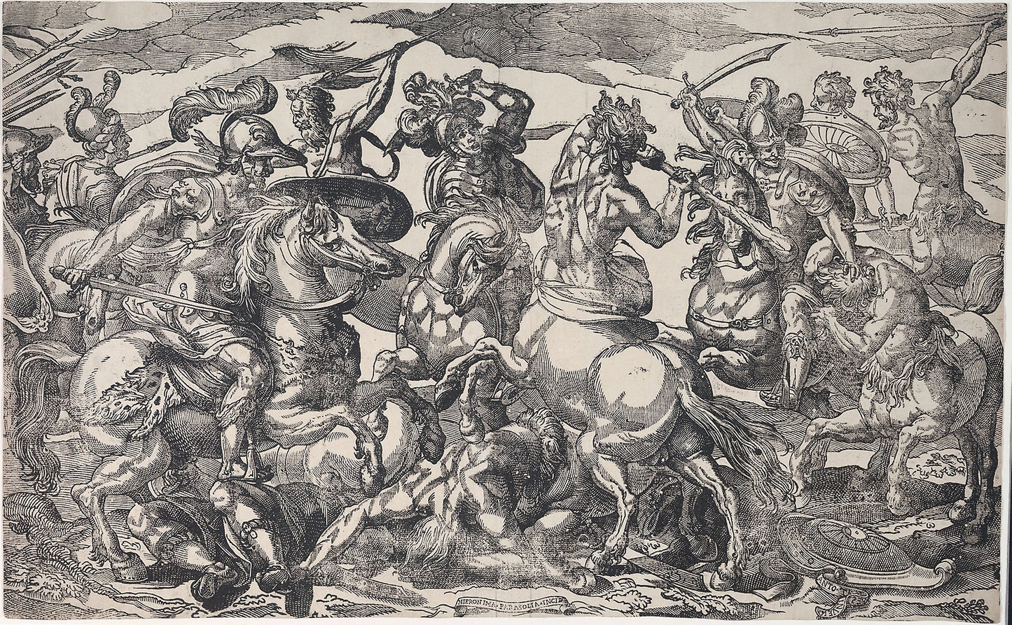 Battle of the Lapiths and Centaurs -  Geronima Cagnaccia Parasole (Italian, c. 1569-1622),  Poster Print Wall Art