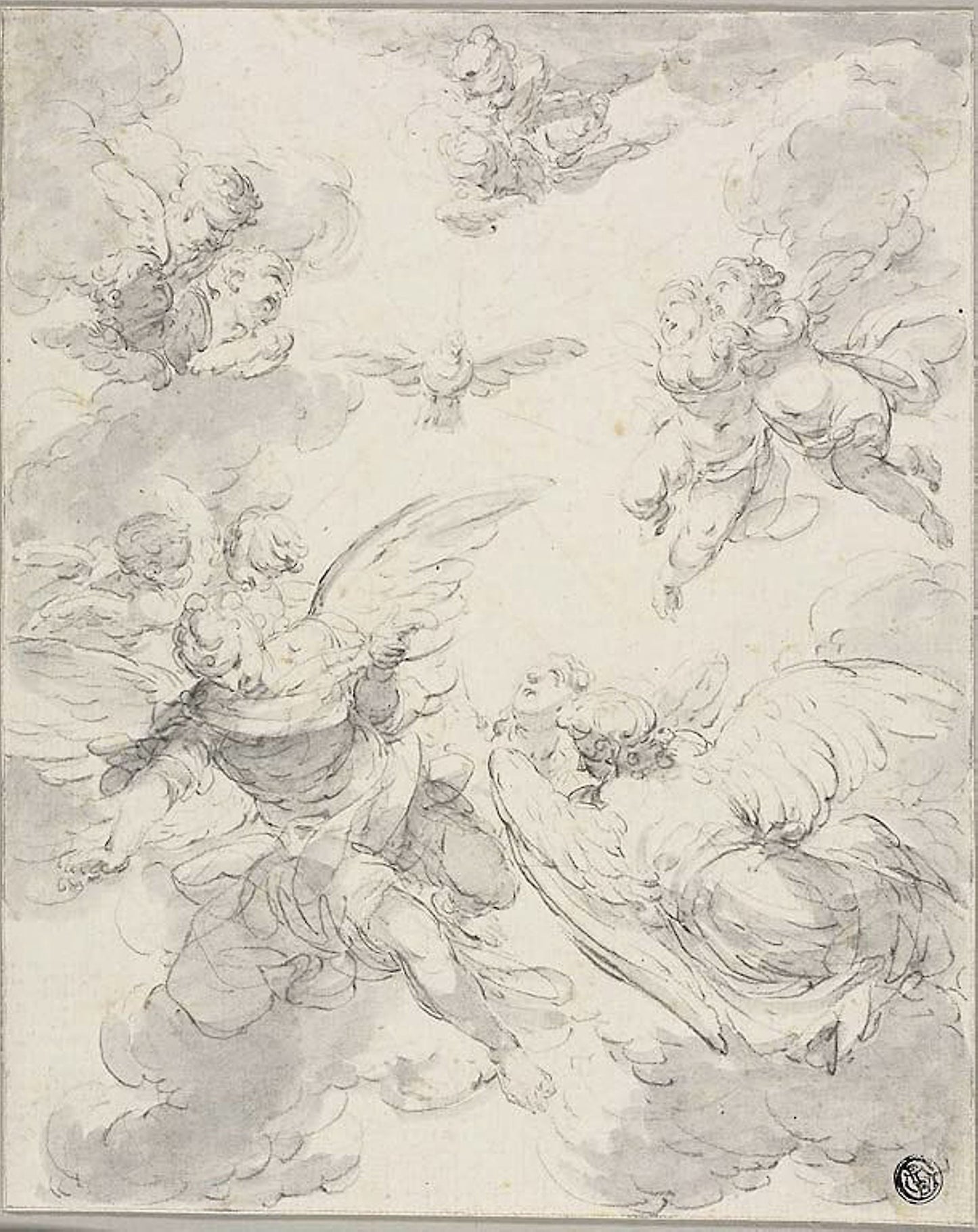 The Holy Ghost and Angels -  Giovanni Domenico Ferretti,  Poster Print Wall Art