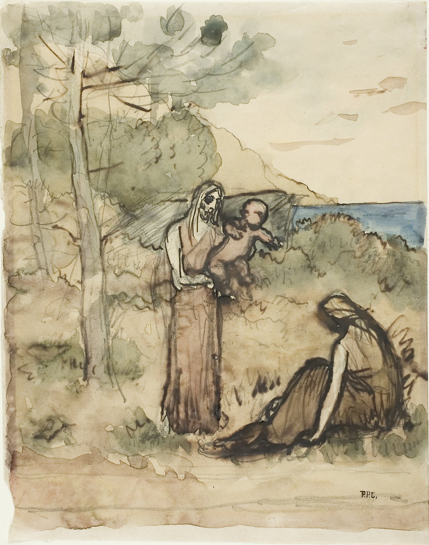 Fisherman's Family -  Pierre Cécile Puvis de Chavannes,  Poster Print Wall Art