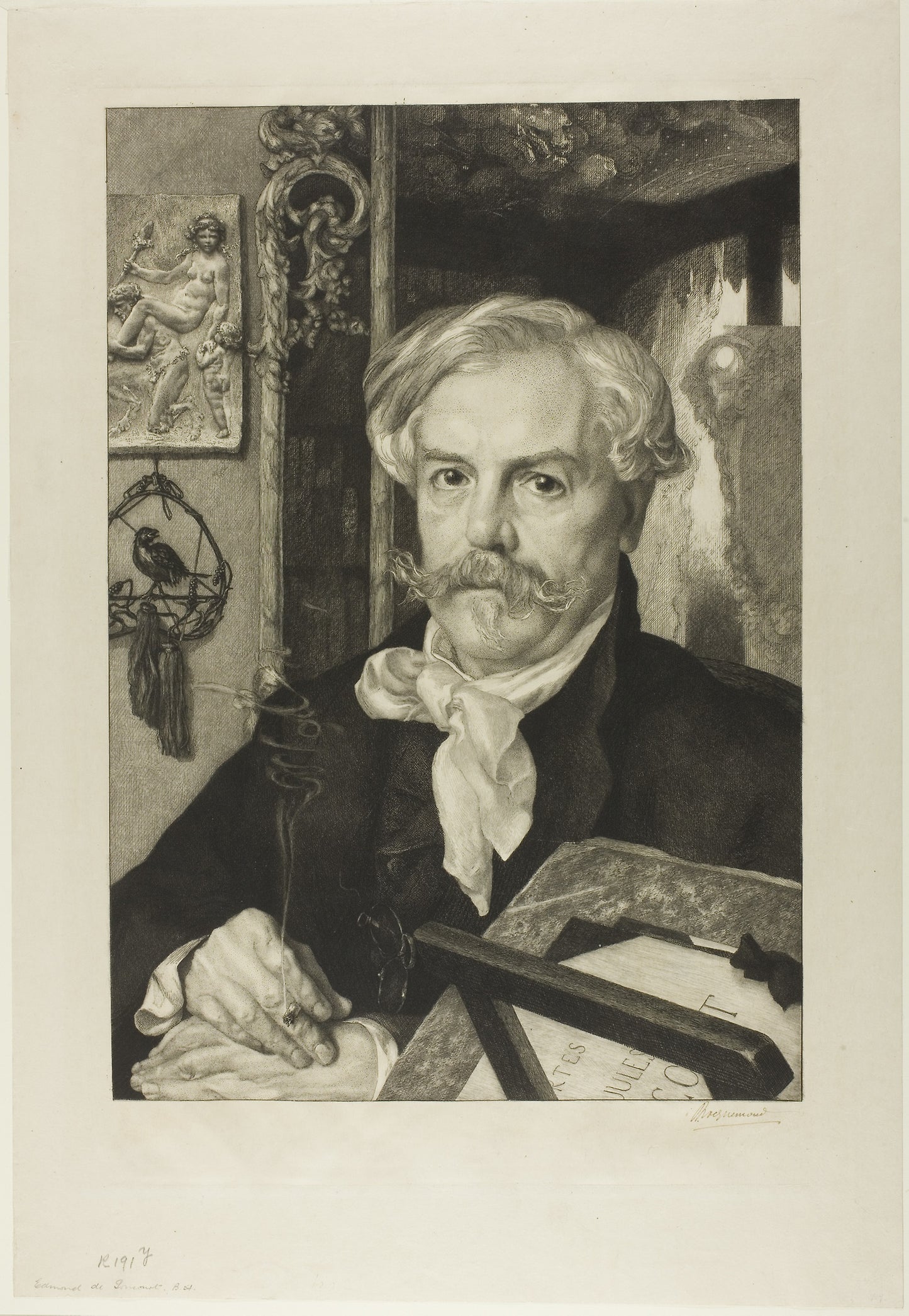 Portrait of Edmond de Goncourt -  Felix Bracquemond,  Poster Print Wall Art
