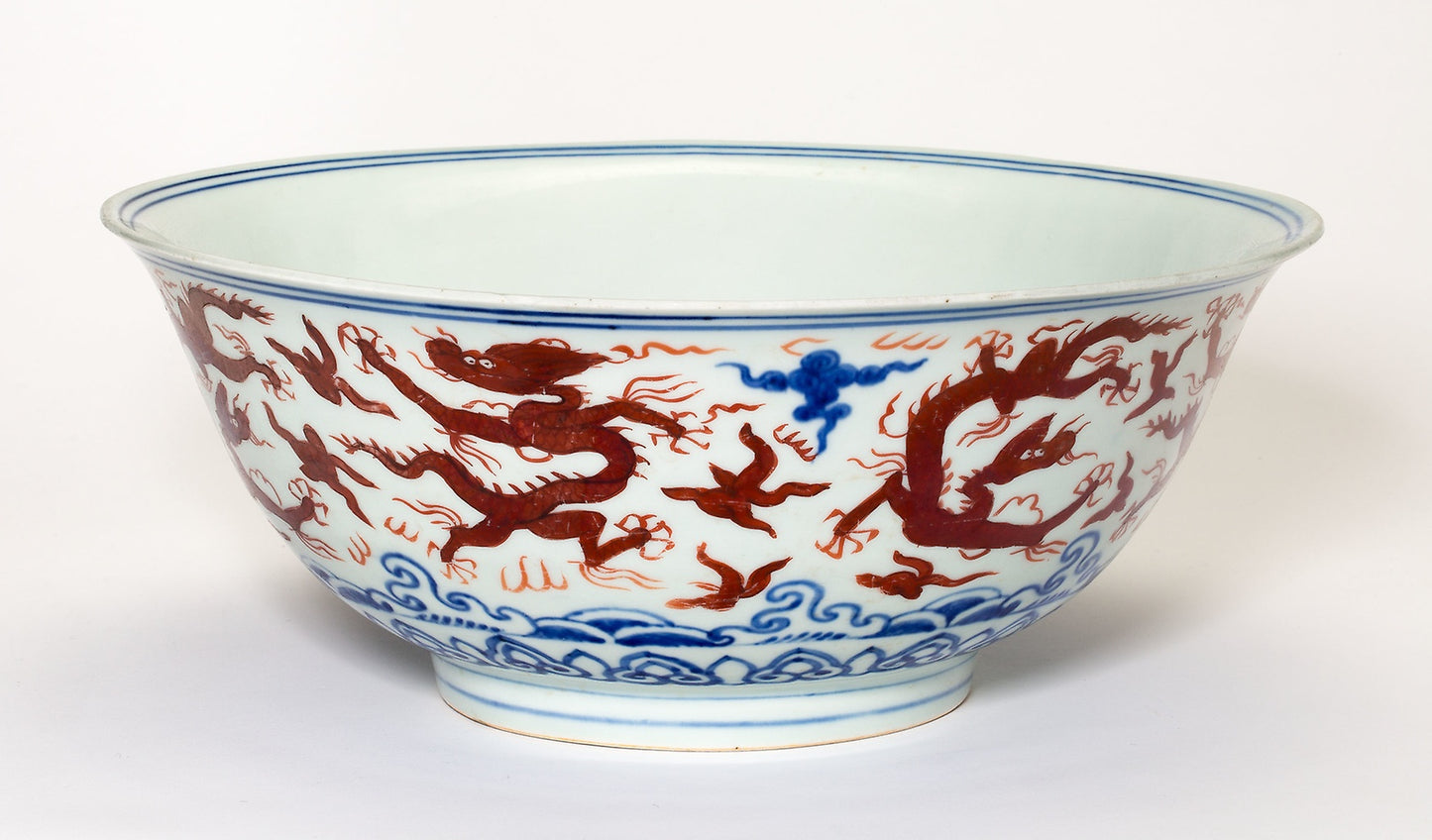 Bowl with Dragons above Waves -  China,  Poster Print Wall Art