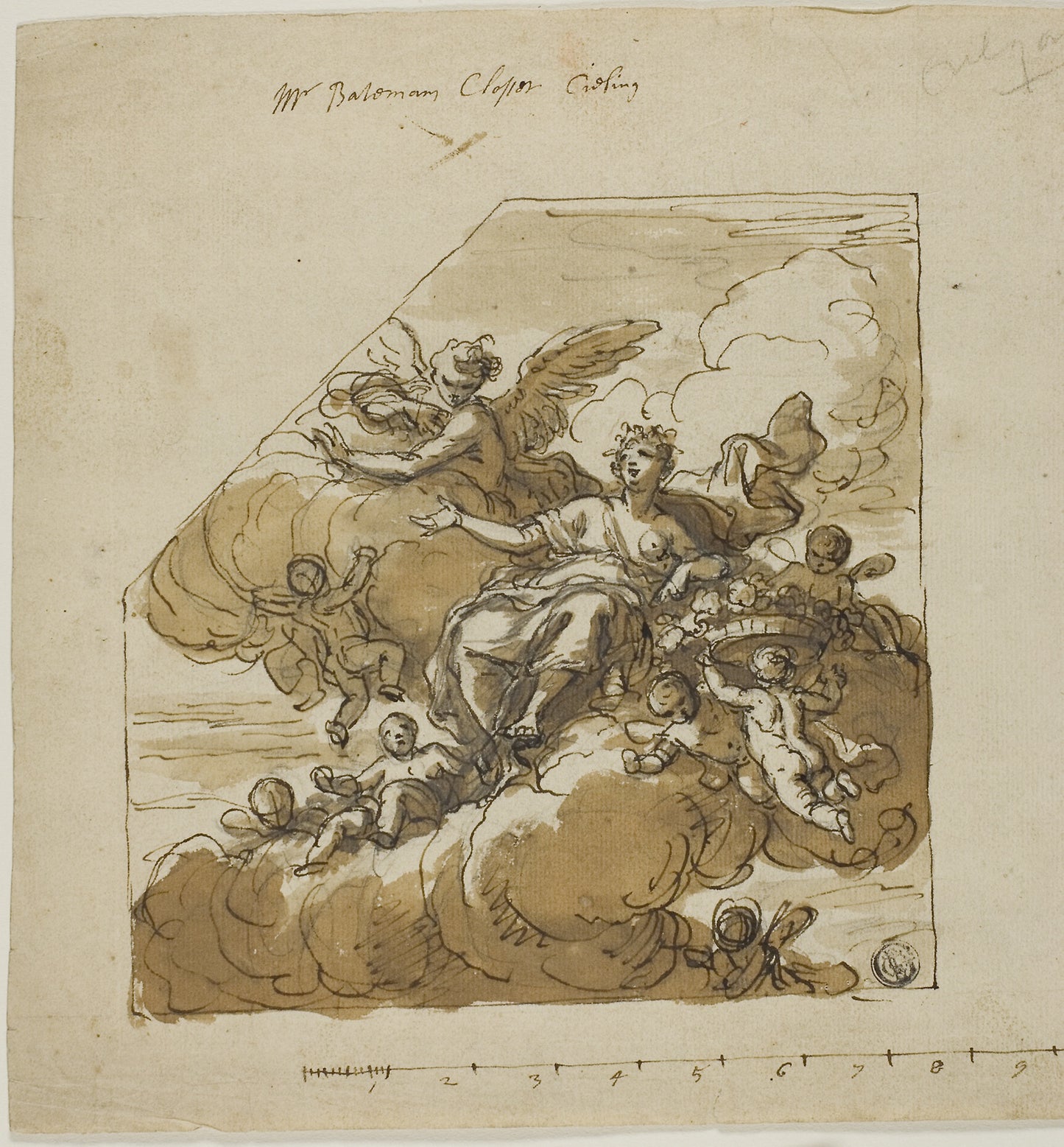 Flora Design for Closet Ceiling (left) and Statue of Apollo Design for Blank Niche (right), for Bateman House, London -  James Thornhill,  Poster Print Wall Art