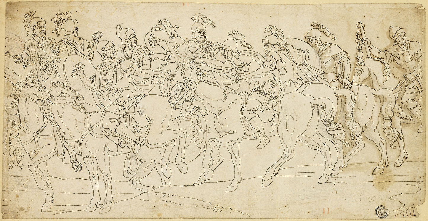 Roman Cavalry on the March -  After Giulio Pippi, called Giulio Romano,  Poster Print Wall Art