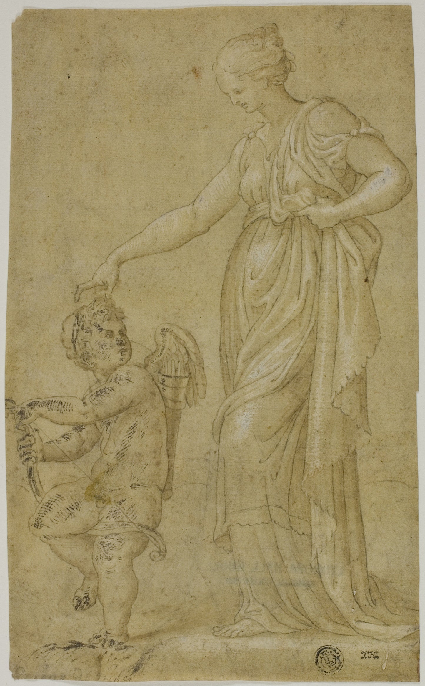Venus (?) and Cupid -  Circle of Bernardino Campi (Italian, 1521-1591),  Poster Print Wall Art