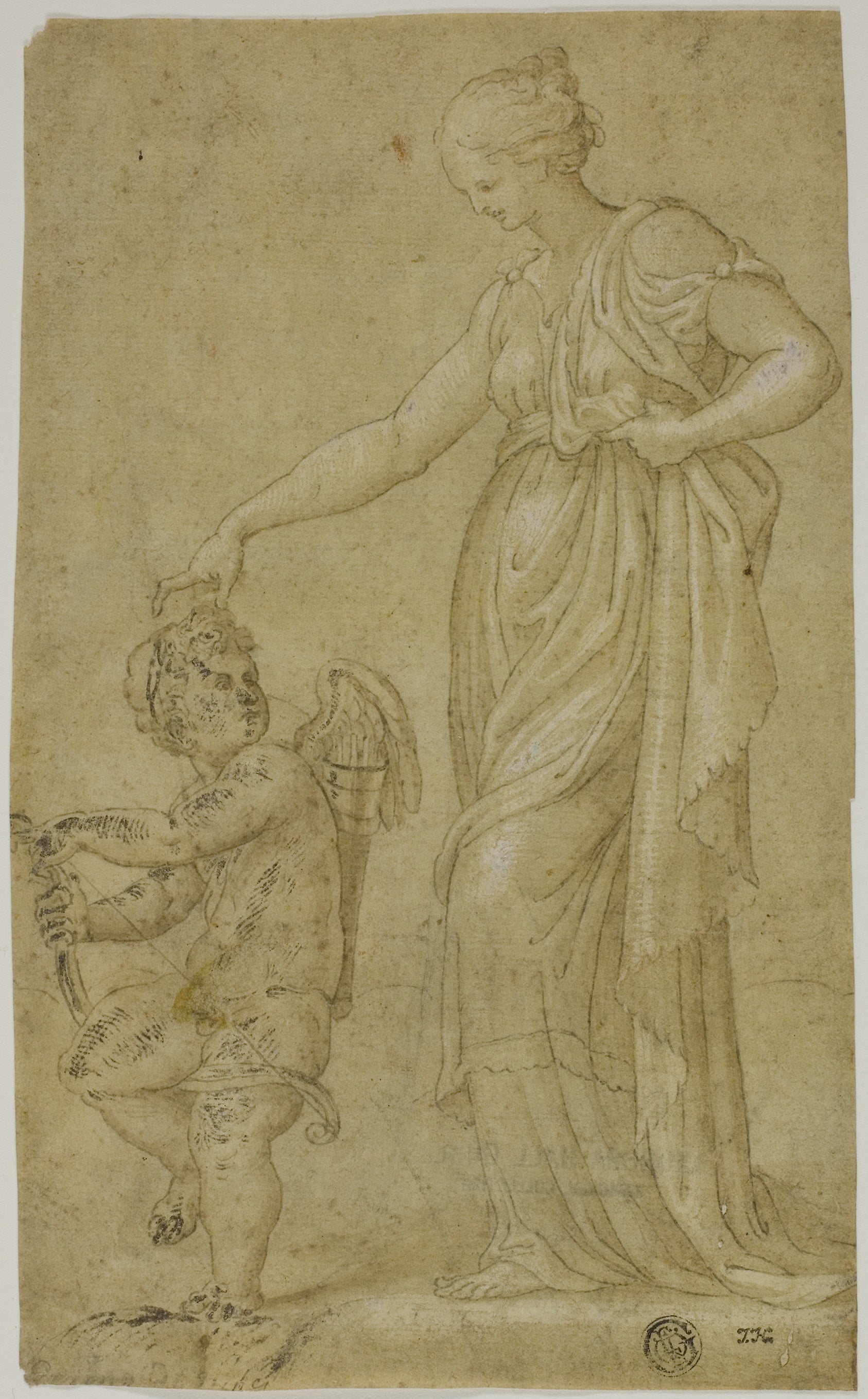 Venus (?) and Cupid: Circle of Bernardino Campi (Italian, 1521-1591),16x12"(A3) Poster