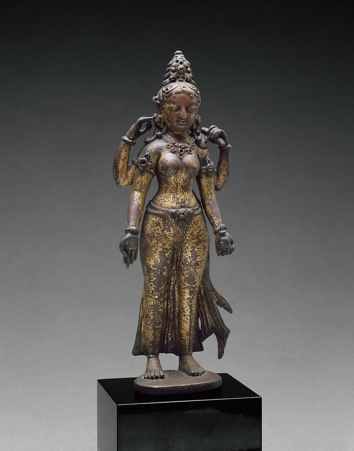 Sarasvati, Goddess of Wisdom, Holding a Book and a Water Pot: Nepal,16x12