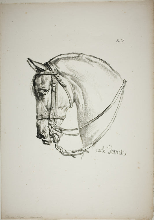 Detail of Horse's Head, Enlarged to Triple Size, Norman Royal Guard, No. 2 -  Carle Vernet (French, 1758-1836),  Poster Print Wall Art