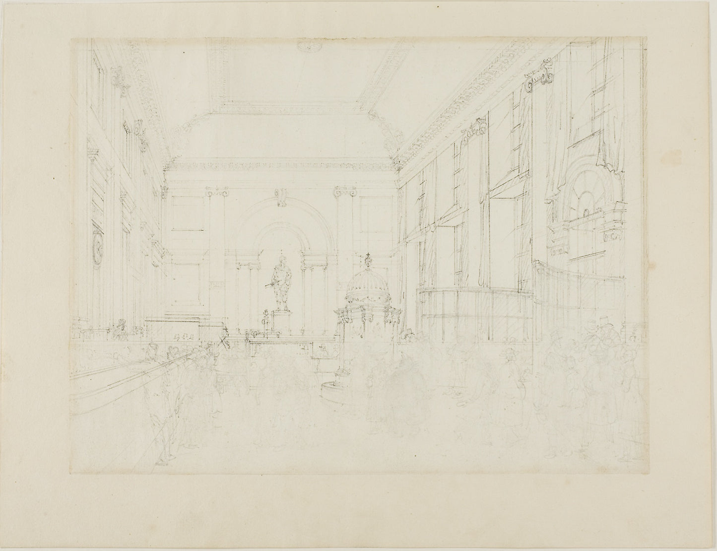 Study for the Great Hall, Bank of England -  Augustus Charles Pugin (English, born France, 1762-1832),  Poster Print Wall Art