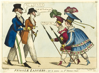 Female Lancers - or A Scene in St. James's Street: Isaac Robert Cruikshank (English, 1789-1856),16x12"(A3) Poster