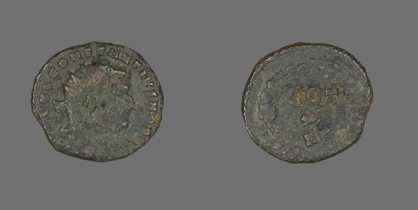 Follis (Coin) Portraying Emperor Constantius I -  Roman, minted in Carthage,  Poster Print Wall Art