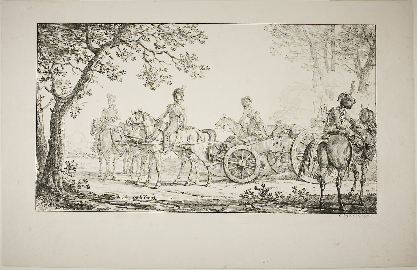 Harnessed Artillery -  Carle Vernet (French, 1758-1836),  Poster Print Wall Art