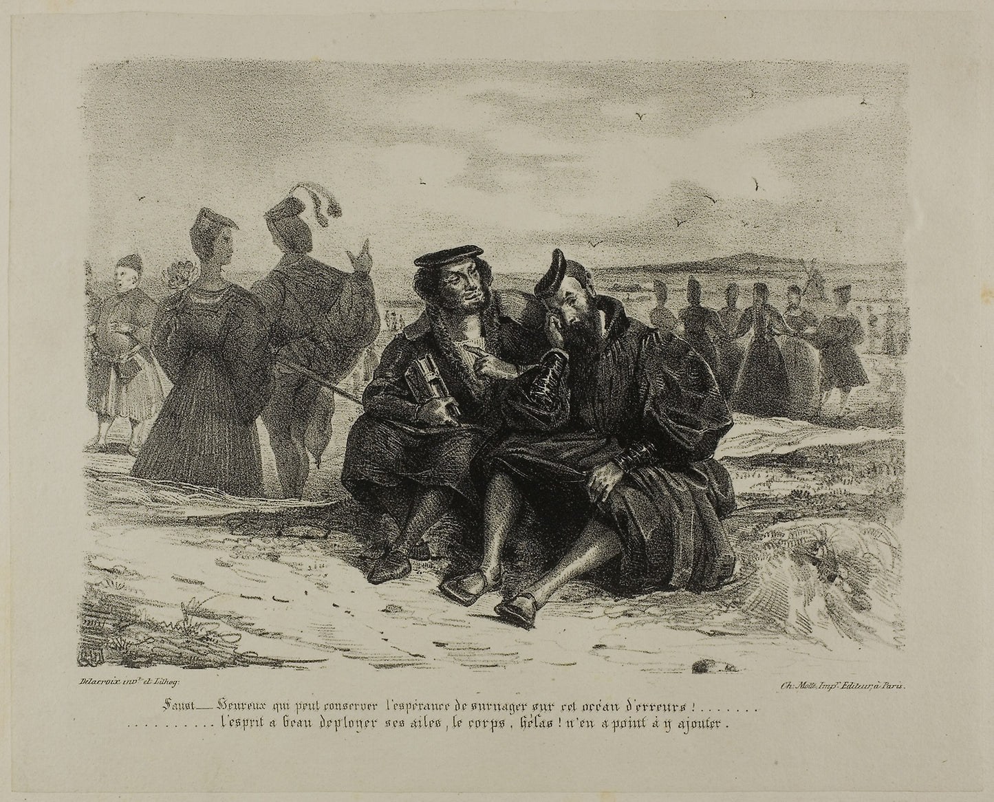 Faust and Wagner, from Faust -  Eugène Delacroix,  Poster Print Wall Art