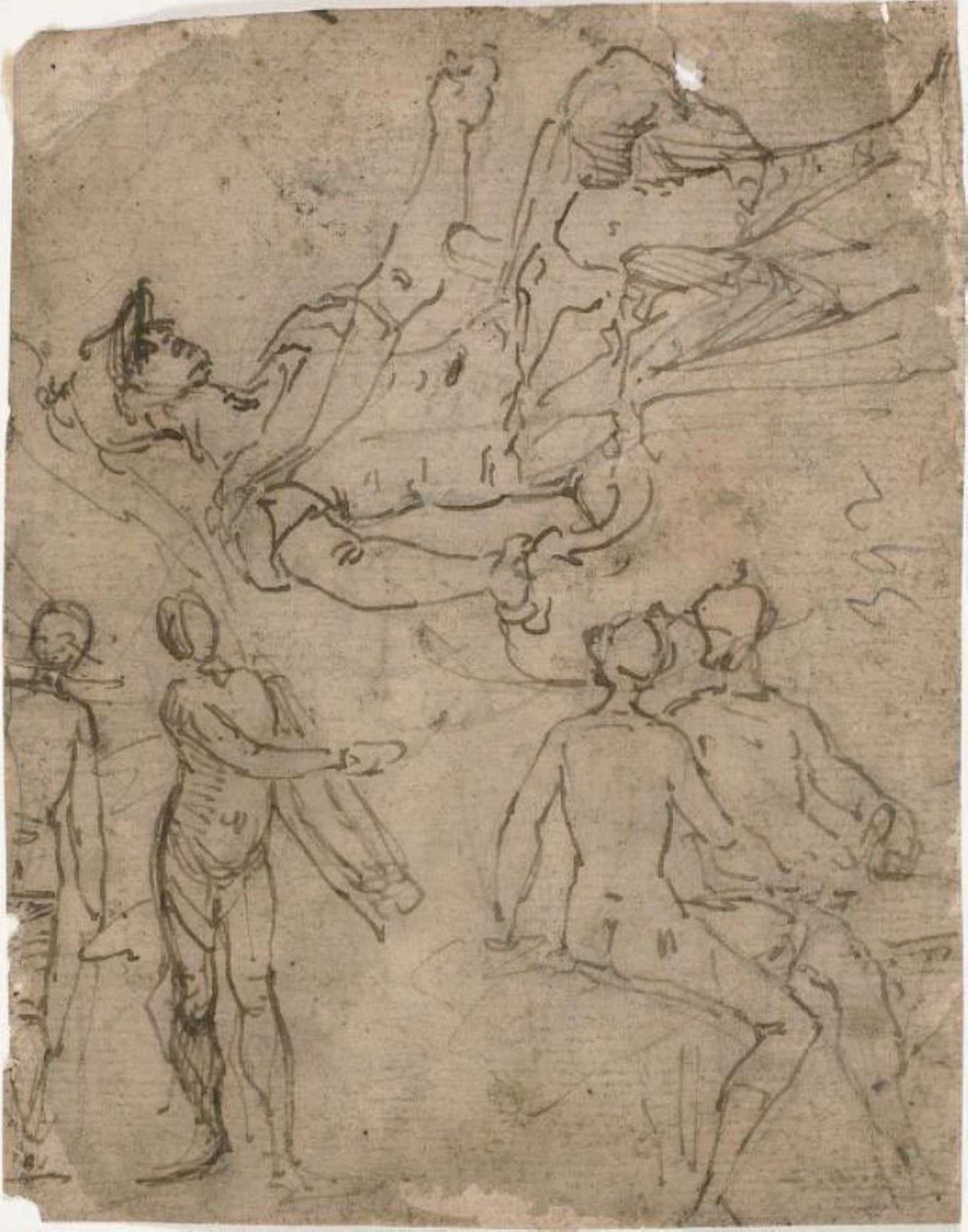 Sketches of Seated Warrior, Various Figures -  Bernardo Castello,  Poster Print Wall Art