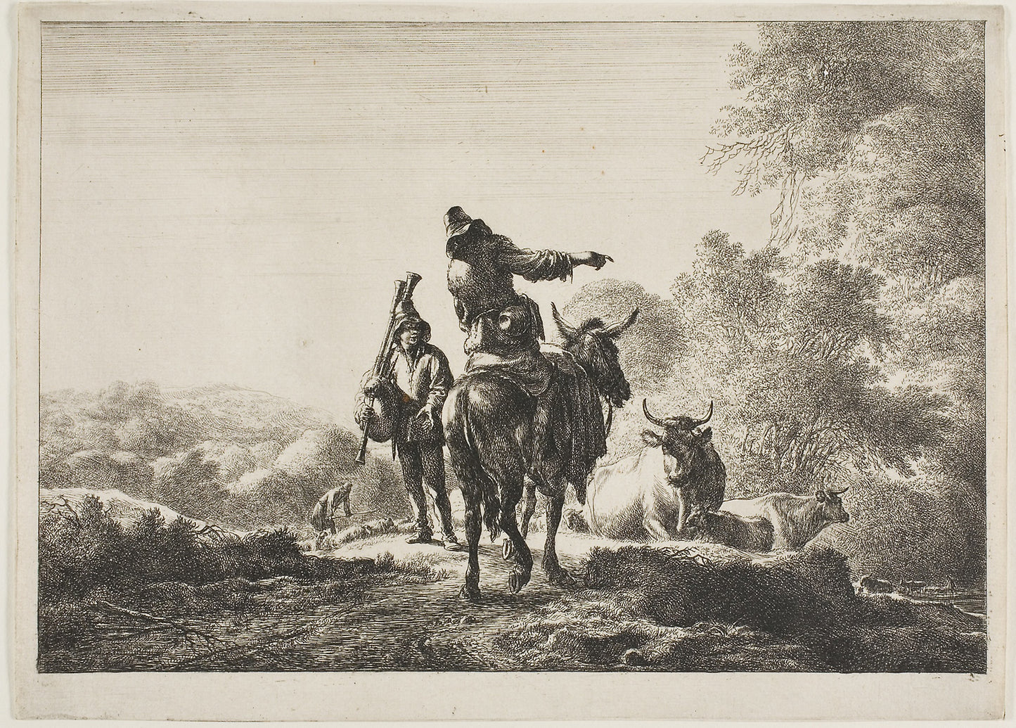 The Bagpipe Player -  Nicolaes Berchem, the Elder,  Poster Print Wall Art