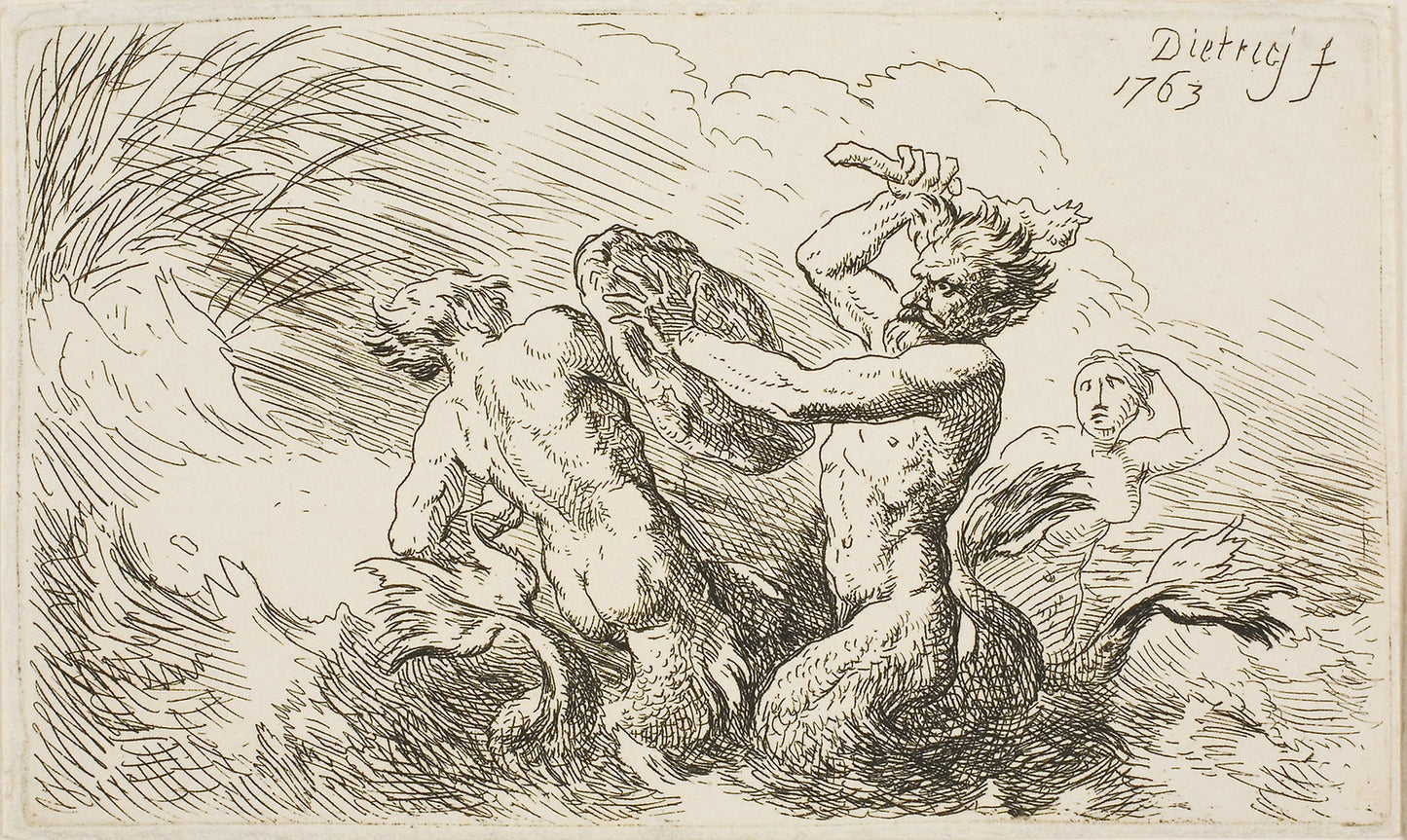 Battle of the Tritons -  Christian Wilhelm Ernst Dietrich,  Poster Print Wall Art