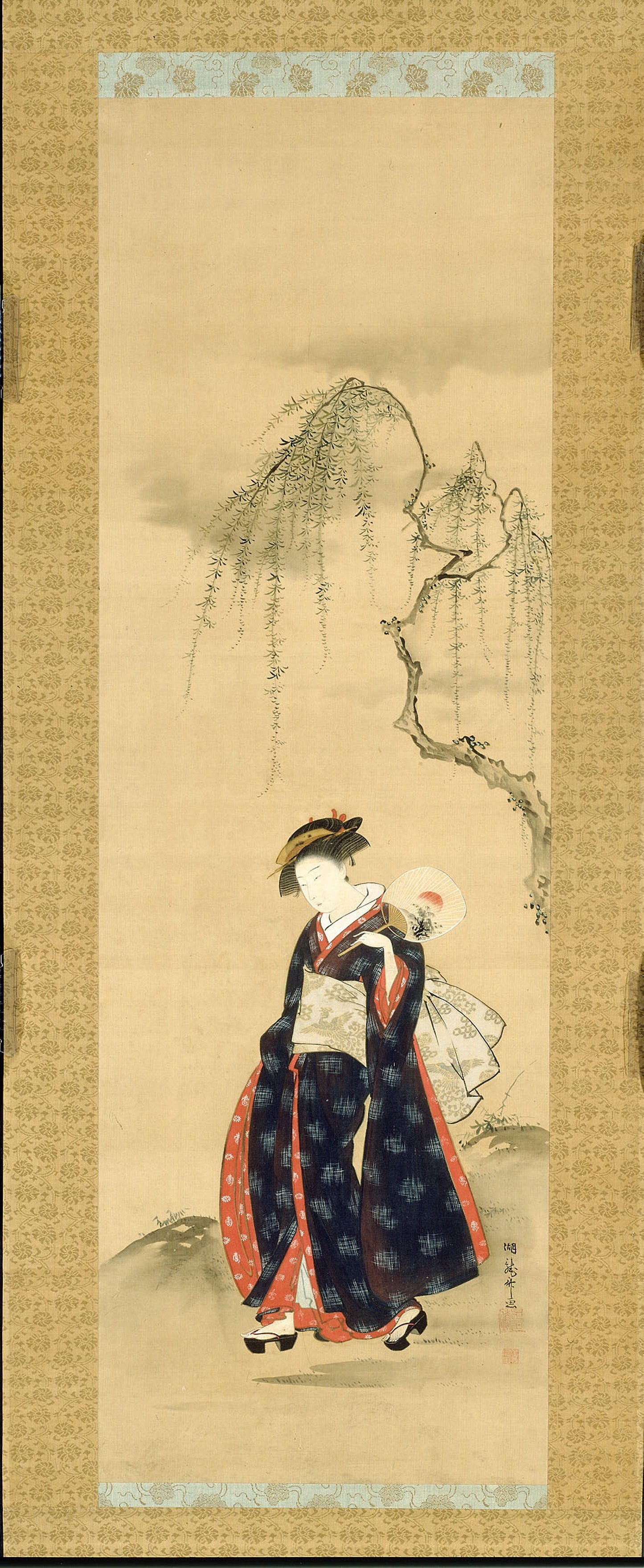 Beauty Beneath a Willow Tree -  Isoda Koryusai,  Poster Print Wall Art