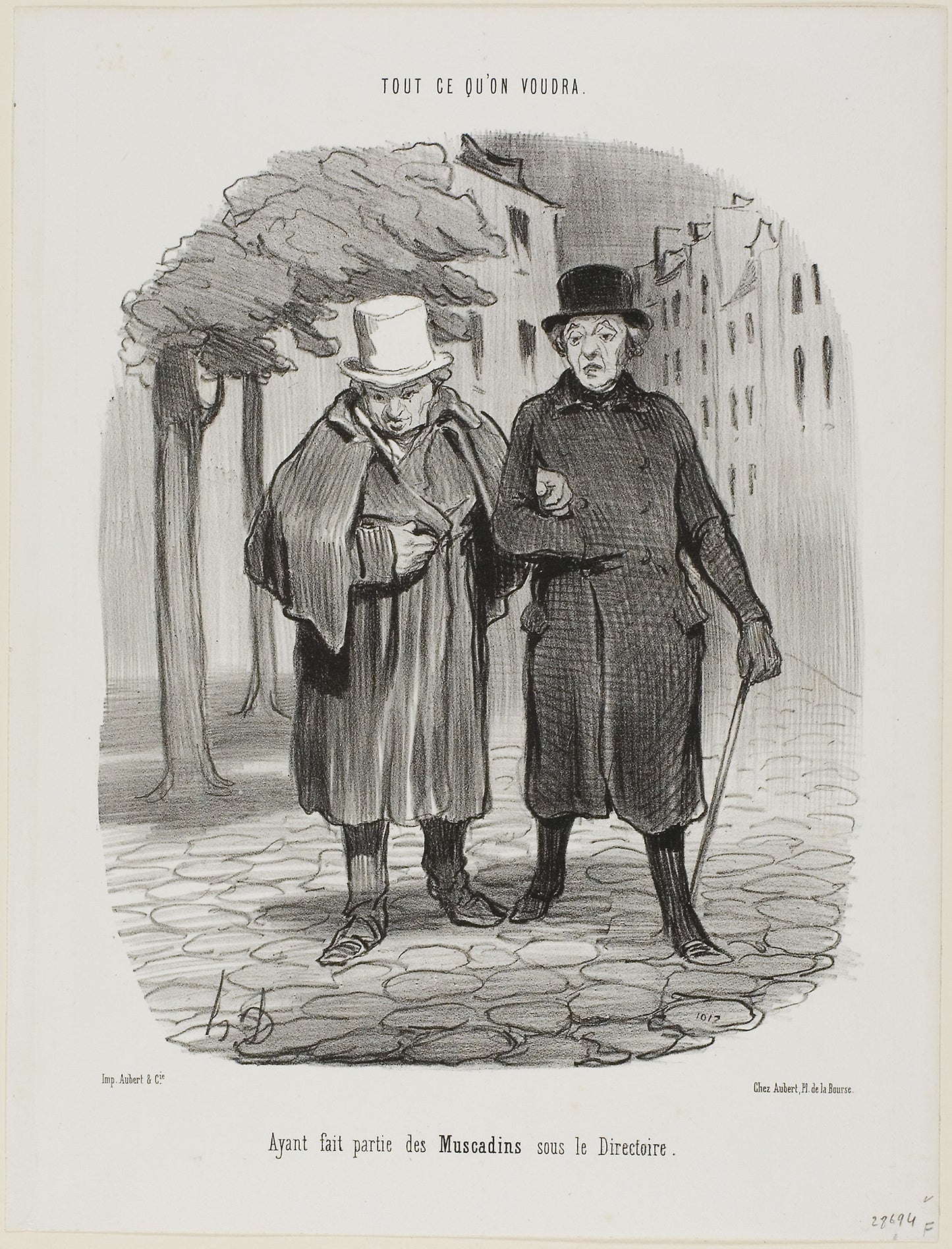 Former Dandies from the time of the Directory, plate 7 from Tout Ce Qu'on Voudra -  Honoré Victorin Daumier,  Poster Print Wall Art