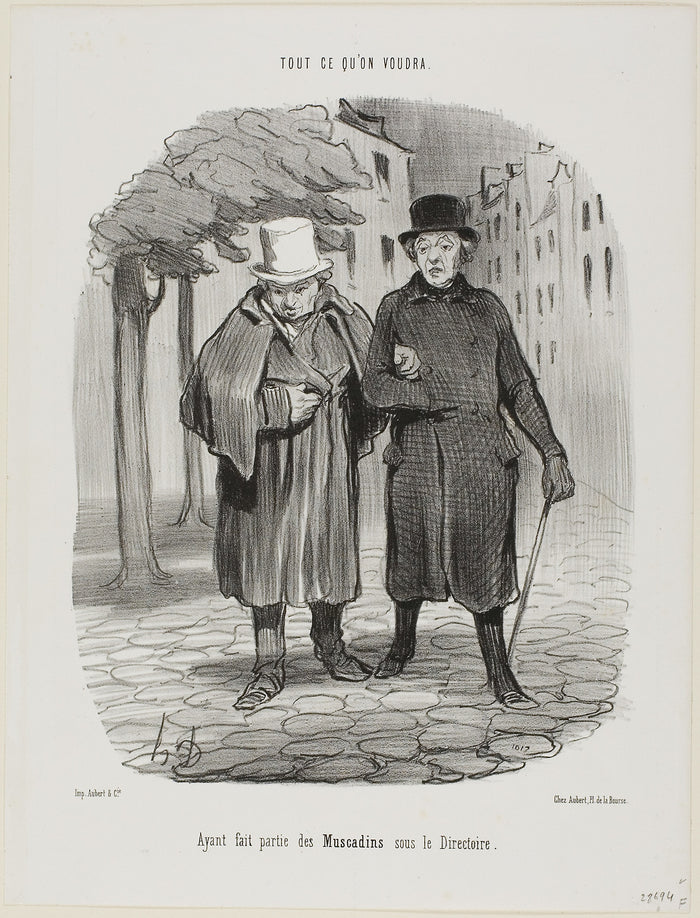 Former Dandies from the time of the Directory, plate 7 from Tout Ce Qu'on Voudra: Honoré Victorin Daumier,16x12