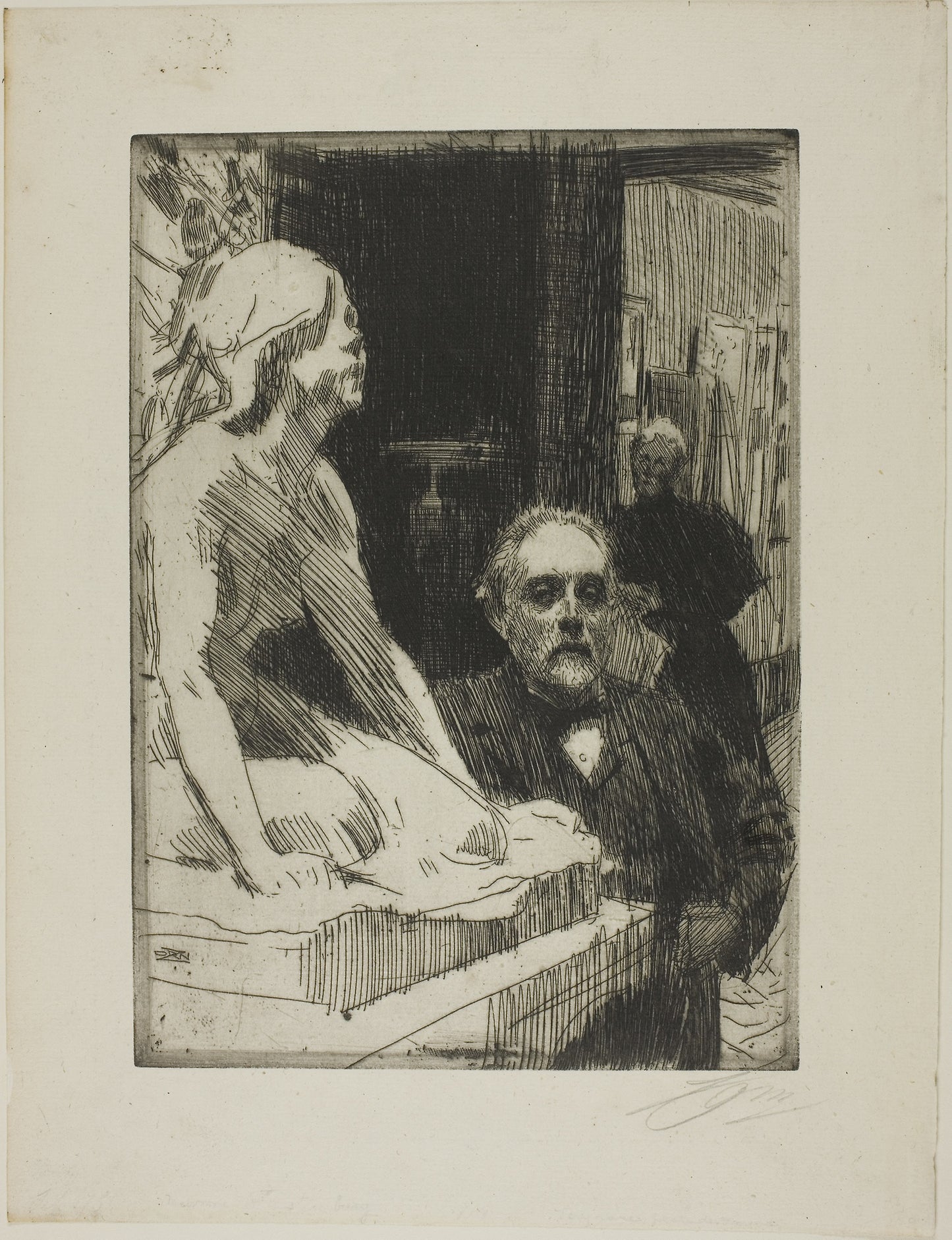 Pontus Fürstenberg and his Wife (standing near Hasselberg's "Frog") -  Anders Zorn,  Poster Print Wall Art