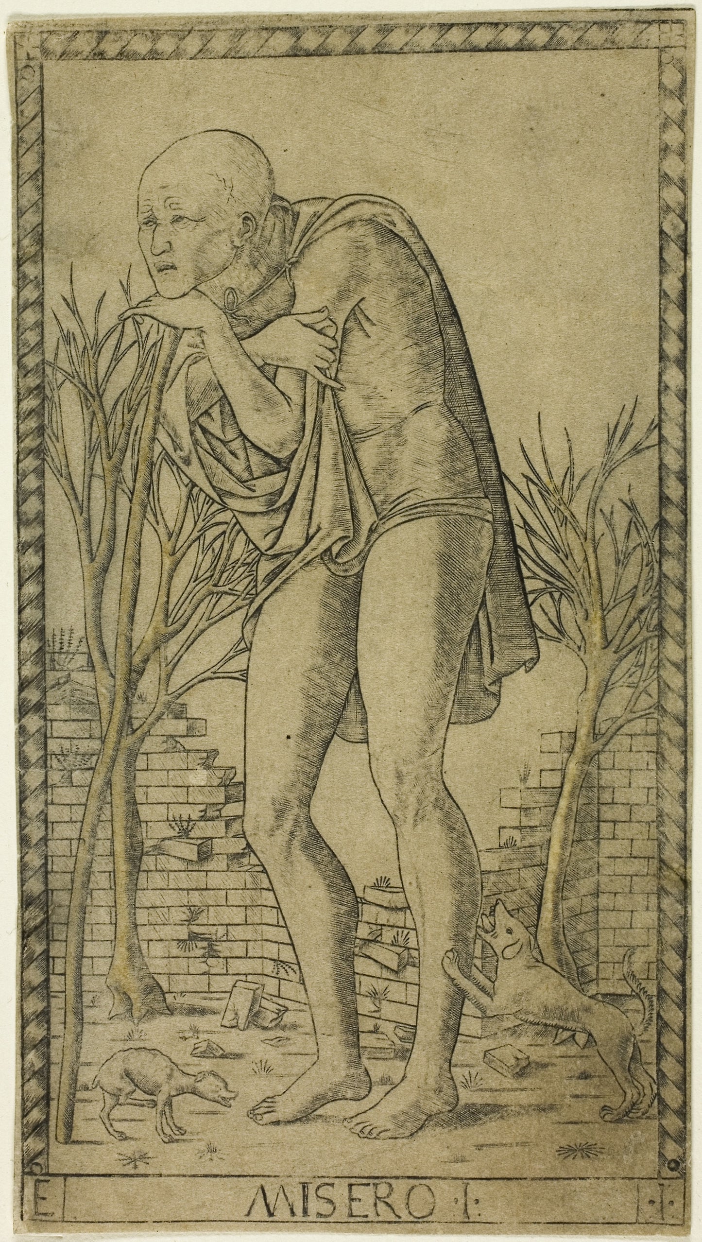 The Beggar, plate one from The Ranks and Conditions of Men -  Master of the E-Series Tarocchi,  Poster Print Wall Art