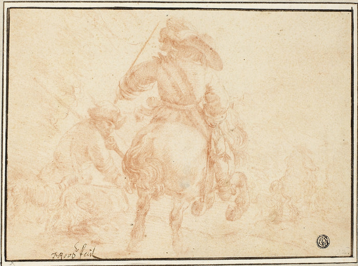 Soldiers on Horseback: Johann Heinrich Roos (German, 1631-1685),16x12