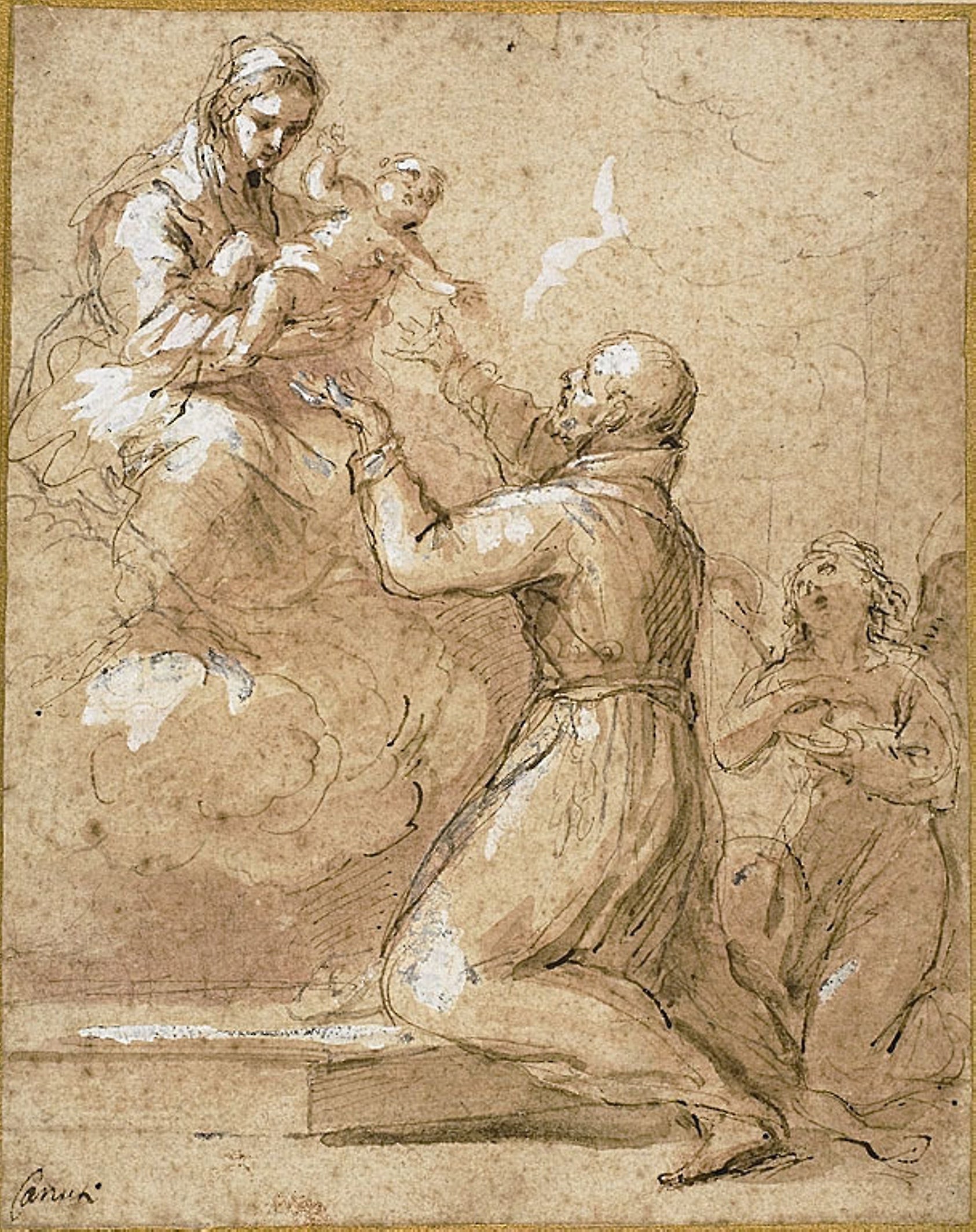 Virgin and Child Appearing to Saint Cajetan of Thiene: Domenico Maria Canuti,16x12"(A3) Poster