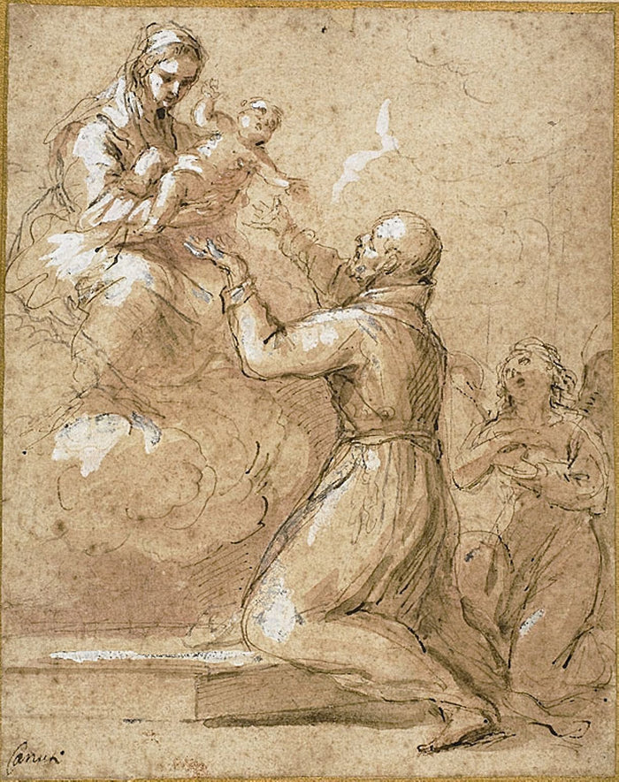 Virgin and Child Appearing to Saint Cajetan of Thiene: Domenico Maria Canuti,16x12