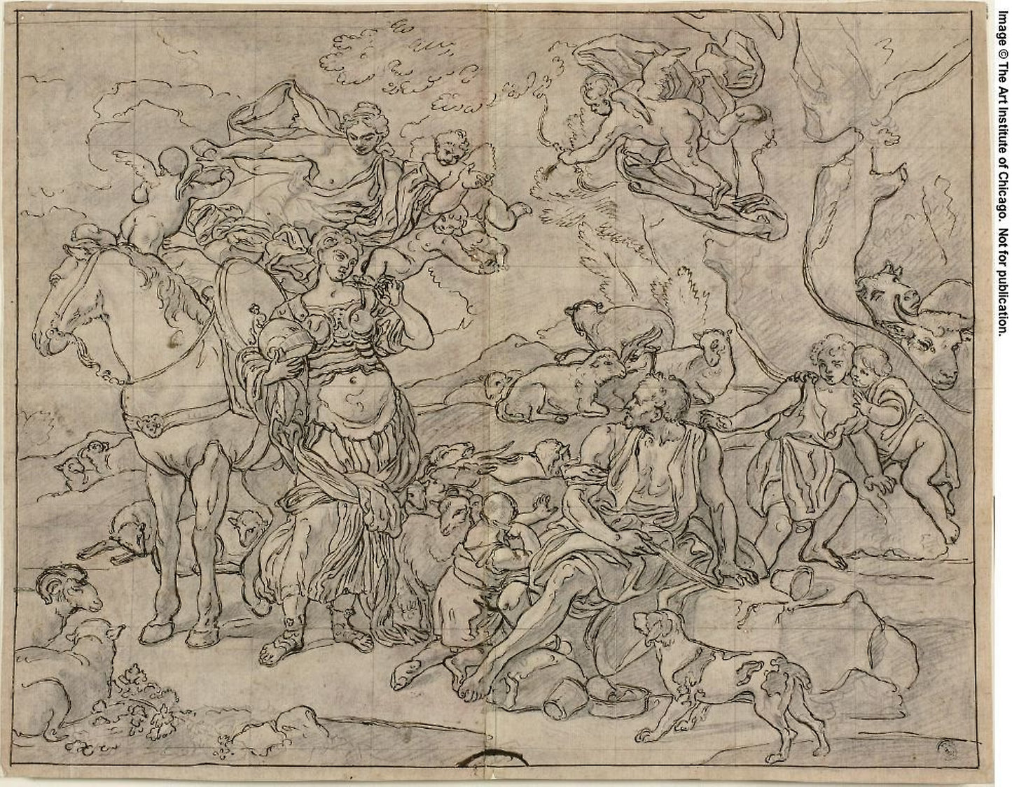 Erminia and the Shepherds -  School of Francesco Solimena (Italian, 1657-1747),  Poster Print Wall Art