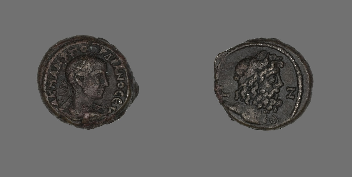 Coin Portraying Emperor Gordian III -  Roman, minted in Alexandria, Egypt,  Poster Print Wall Art