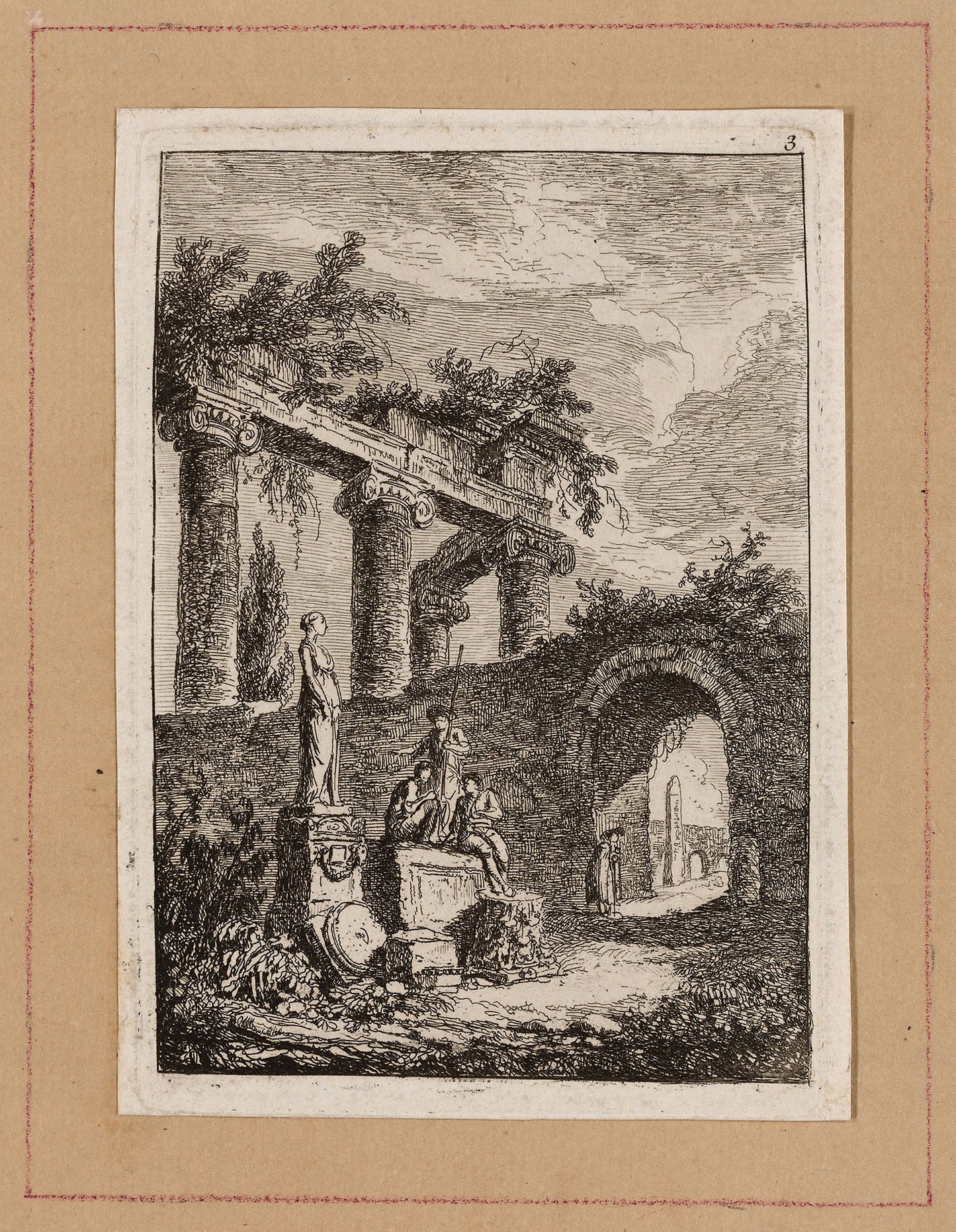 Plate Three from Evenings in Rome -  Hubert Robert ,  Poster Print Wall Art