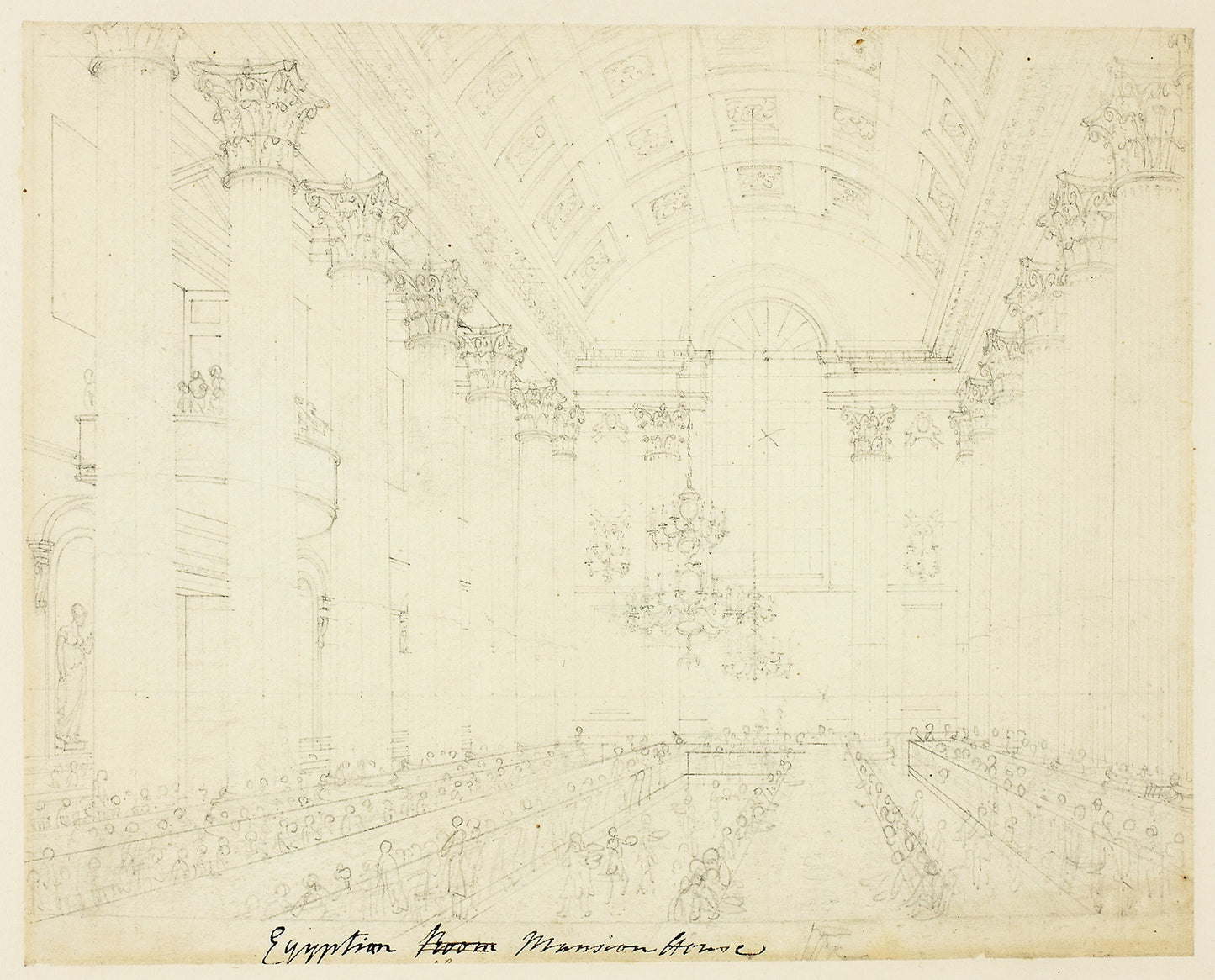 Study for Egyptian Hall Mansion House, from Microcosm of London -  Augustus Charles Pugin (English, born France, 1762-1832),  Poster Print Wall Art