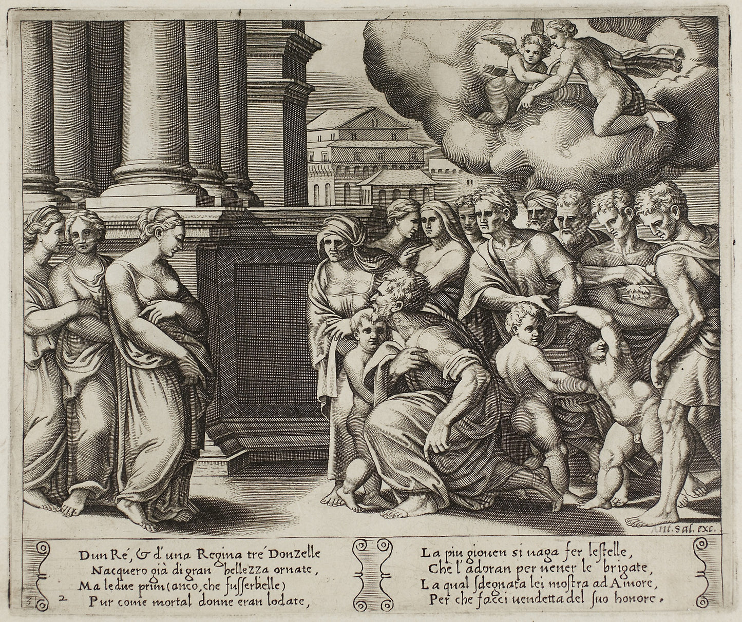The People Rendering Divine Honors to Psyche -  Master of the Die (Italian, active c. 1530-1560),  Poster Print Wall Art