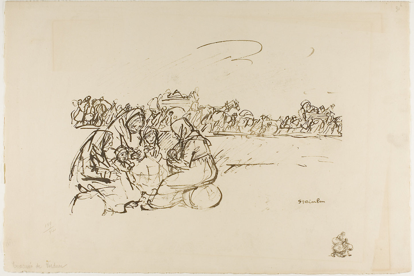 Evacuees from Verdun, plate thirty from Actualités -  Théophile-Alexandre Steinlen,  Poster Print Wall Art