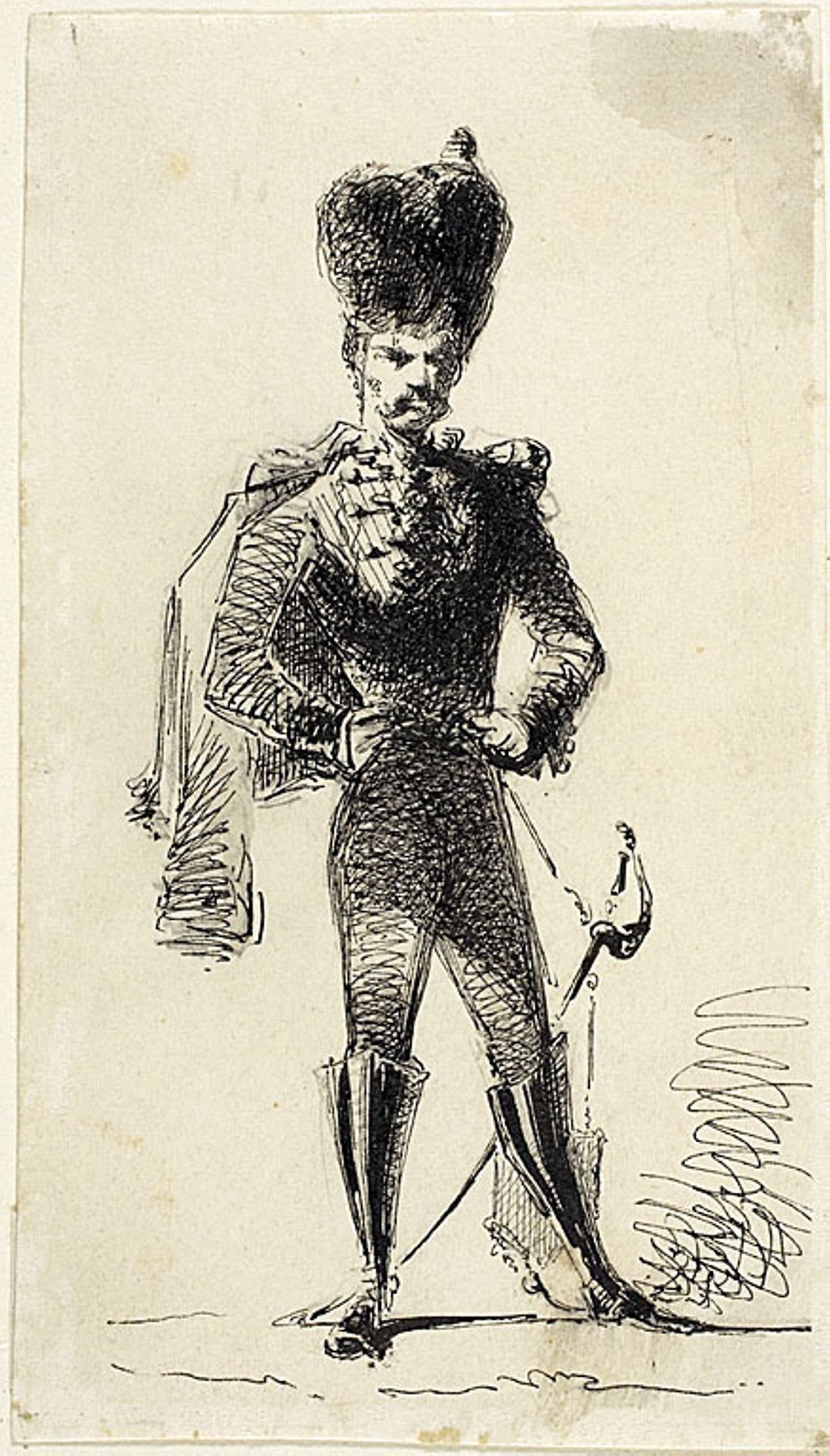 Hussar (recto) Man with a Top Hat and Bandaged Head (verso) -  James McNeill Whistler,  Poster Print Wall Art
