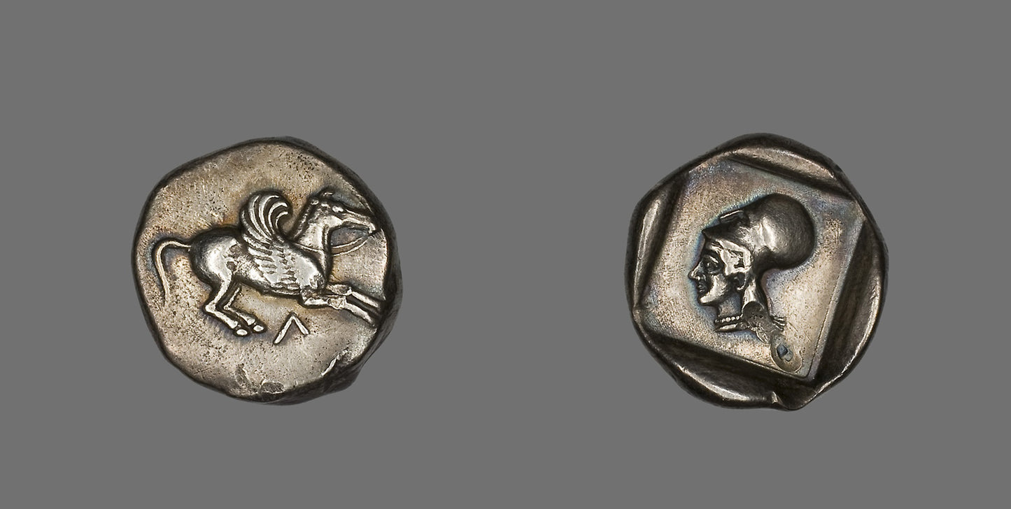 Coin Depicting Pegasus -  Greek; Corinth,  Poster Print Wall Art