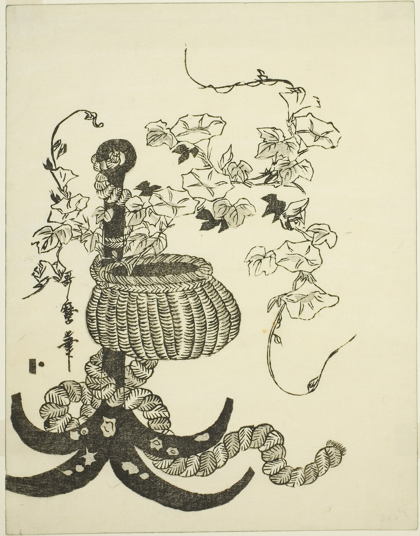 An Arrangement of Morning Glories (Asagao) -  Kitagawa Utamaro ??? ??,  Poster Print Wall Art